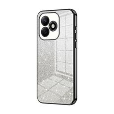 Custodia per telefono elettrolitica in polvere glitterata sfumata per Honor X60i (nera)