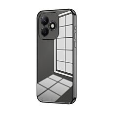 Per Honor X60i Custodia per telefono con foro sottile e placcatura trasparente (nero)