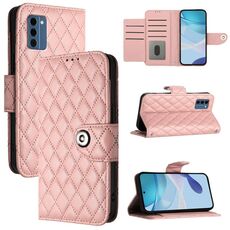 Per Nokia C300 Custodia per telefono cellulare in pelle con texture rombica e cordino (rosa corallo)