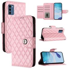 Per Nokia C300 Custodia per telefono cellulare in pelle con texture rombica e cordino (rosa)