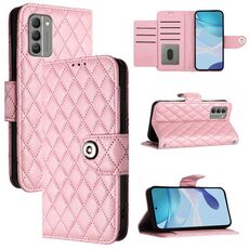 Per Nokia G400 Custodia per telefono cellulare in pelle con texture rombica e cordino (rosa)