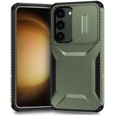 Per Samsung Galaxy S23+ 5G Custodia per telefono scorrevole Camshield (verde alpino)