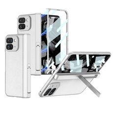 Per Google Pixel 9 Pro Fold GKK Custodia per telefono in pelle con cerniera pieghevole integrata con supporto (bianco)