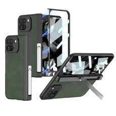Per Google Pixel 9 Pro Fold GKK Integrated Frosted Fold Hinge Custodia in pelle per telefono con supporto (verde)