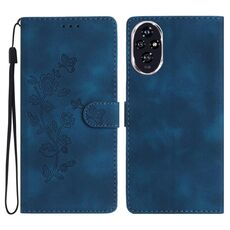 Custodia in pelle con motivo a farfalla in rilievo per Honor 200 (blu)