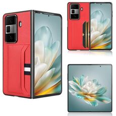 Custodia per telefono con slot per schede con texture litchi per Honor Magic Vs3 (rosso)