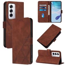 Per OPPO Reno12 Global Crossbody 3D Embossed Flip Custodia per telefono in pelle (marrone)