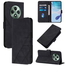 Per OPPO Reno12 F 5G Global Crossbody 3D Embossed Flip Custodia per telefono in pelle (nero)
