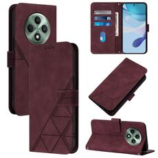 Per OPPO Reno12 F 5G Global Crossbody 3D Embossed Flip Custodia per telefono in pelle (rosso vino)