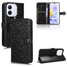 Per Honor X60i 5G Custodia in pelle con trama a nido d'ape a pois (nero)