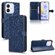 Per Honor X60i 5G Custodia in pelle con trama a nido d'ape a pois (blu)