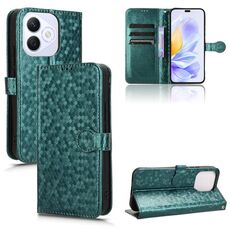 Per Honor X60i 5G Custodia in pelle con trama a nido d'ape a pois (verde)