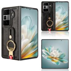 Custodia per telefono in pelle con cinturino For Honor Magic VS3 (nero)