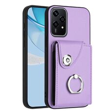 Per Honor 200 Lite 5G Global Organ Card Bag Ring Holder Custodia per telefono PU (viola)