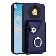 Per Honor X9b / Magic6 Lite Custodia per telefono PU con supporto per anello e borsa per carte di organi (blu)