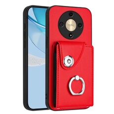 Per Honor X9b / Magic6 Lite Custodia per telefono PU con supporto per anello e borsa per carte di organi (rosso)