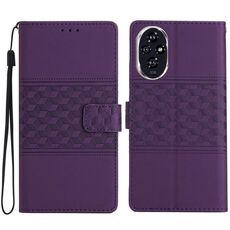 Custodia in pelle con effetto pelle goffrata a diamante per Honor 200 (viola)