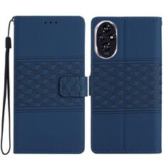 Custodia in pelle con effetto pelle goffrata a diamante per Honor 200 (blu scuro)