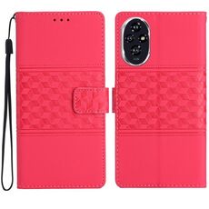 Custodia in pelle con effetto pelle goffrata a diamante per Honor 200 (rosso)