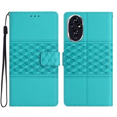 Custodia in pelle con effetto pelle goffrata a diamante per Honor 200 Pro (blu)