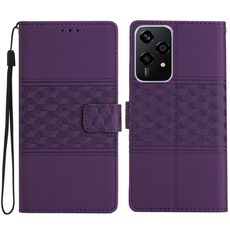 Custodia in pelle con effetto pelle in rilievo a diamante per Honor 200 Lite (viola)