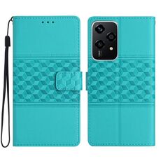 Custodia in pelle con effetto pelle in rilievo a diamante per Honor 200 Lite (blu)