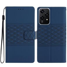 Custodia in pelle con effetto pelle goffrata a diamante per Honor 200 Lite Global (blu scuro)