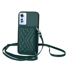 Per OPPO Reno11 F Thai Version Rhombic Texture Card Bag RFID Custodia per telefono con cordino lungo (verde)