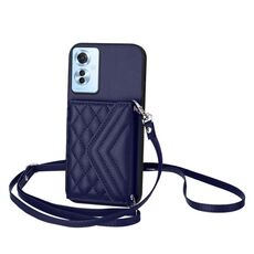 Per OPPO Reno11 F Thai Version Rhombic Texture Card Bag RFID Custodia per telefono con cordino lungo (blu)