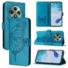 Per OPPO Reno12 F 5G Custodia per telefono in pelle con motivo a farfalla in rilievo globale (blu)