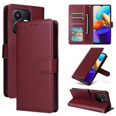 Per vivo Y22s 4G / Y22 4G 2022 Custodia per telefono in pelle con vibrazione orizzontale multifunzionale con tre slot per schede (Vino Rosso)