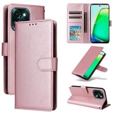 Per vivo Y28 4G Custodia in pelle con flip orizzontale multifunzionale con tre slot per carte (oro rosa)