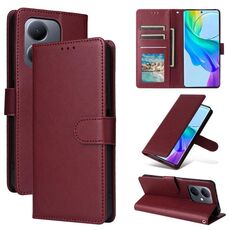 Per vivo Y36 4G Global / Y78 Custodia in pelle multifunzionale con flip orizzontale e tre slot per schede (rosso vino)
