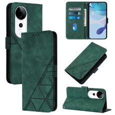 Per vivo S19 Pro Custodia a tracolla in pelle con stampa 3D (verde)
