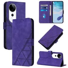 Per vivo S19 Pro Custodia a tracolla in pelle con stampa 3D (viola)