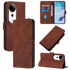 Per vivo S19 Pro Custodia a tracolla in pelle con stampa 3D (marrone)