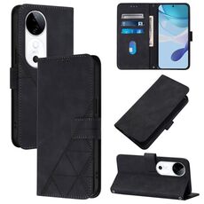 Per vivo S19 Custodia a tracolla in pelle con stampa 3D (nera)