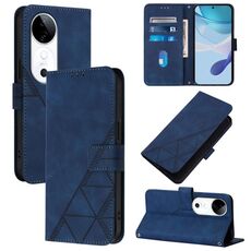 Per vivo S19 Custodia a tracolla in pelle con stampa 3D (blu)