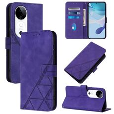 Per vivo S19 Custodia a tracolla in pelle con stampa 3D (viola)
