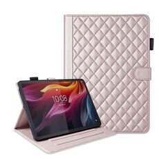 Per Lenovo Xiaoxin Pad Pro 12.7 2025 Custodia in pelle con motivo a reticolo romboidale (oro rosa)
