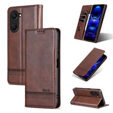 Per vivo Y37 / Y37m 5G / Y36t 5G AZNS Custodia per telefono in pelle di vitello con texture magnetica (marrone scuro)