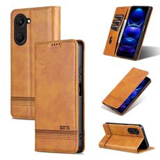 Per vivo Y37 / Y37m 5G / Y36t 5G AZNS Custodia per telefono in pelle di vitello con texture magnetica (marrone chiaro)