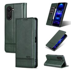 Per vivo Y37 / Y37m 5G / Y36t 5G AZNS Custodia per telefono in pelle di vitello con texture magnetica (verde scuro)