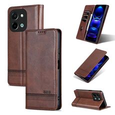 Per vivo Y28 4G AZNS Custodia per telefono in pelle di vitello con texture magnetica (marrone scuro)