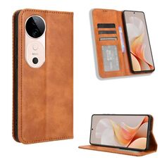 Per vivo S19 5G Custodia per telefono in pelle con fibbia magnetica e texture retrò (marrone)