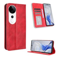 Per vivo S19 Pro 5G / V40 5G Custodia per telefono in pelle con fibbia magnetica e texture retrò (rosso)