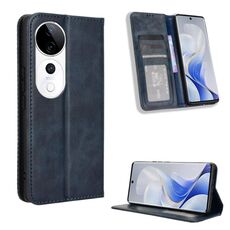 Per vivo S19 Pro 5G / V40 5G Custodia per telefono in pelle con fibbia magnetica e texture retrò (blu)