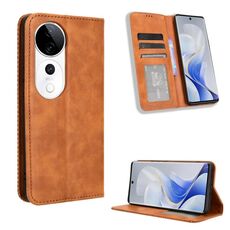 Per vivo S19 Pro 5G / V40 5G Custodia per telefono in pelle con fibbia magnetica e texture retrò (marrone)
