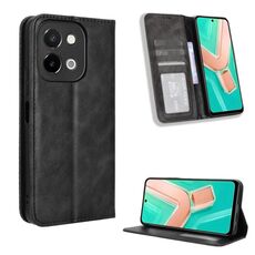 Per vivo Y28 4G Custodia per telefono in pelle con fibbia magnetica e texture retrò (nero)