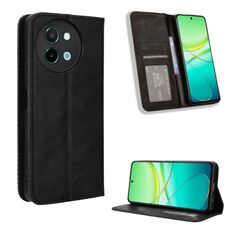 Per vivo Y58 5G Custodia per telefono in pelle con fibbia magnetica e texture retrò (nero)